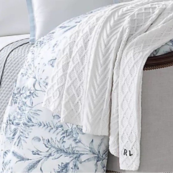 Ralph Lauren Bedding Ralph Lauren Highland Throw White Cable Knit